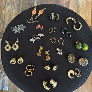 19 pairs of fun & Elegant Gold and Black Earring Set